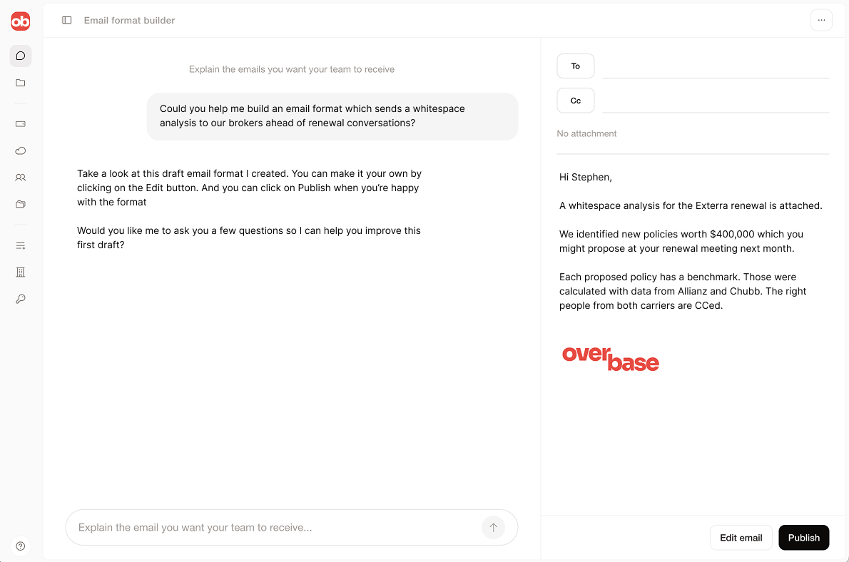 Overbase generated opportunity email preview.